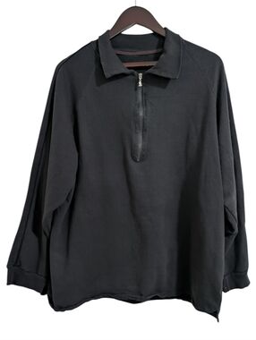 Givenchy for Singapore Airlines VTG 1/4 Zip Pullover Sweatshirt Washed Black XL